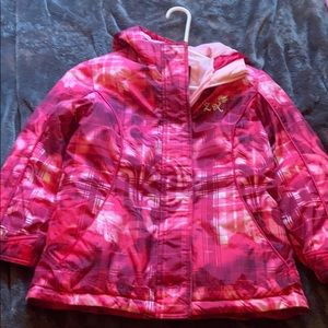 Dark pink snow/rain puffy jacket